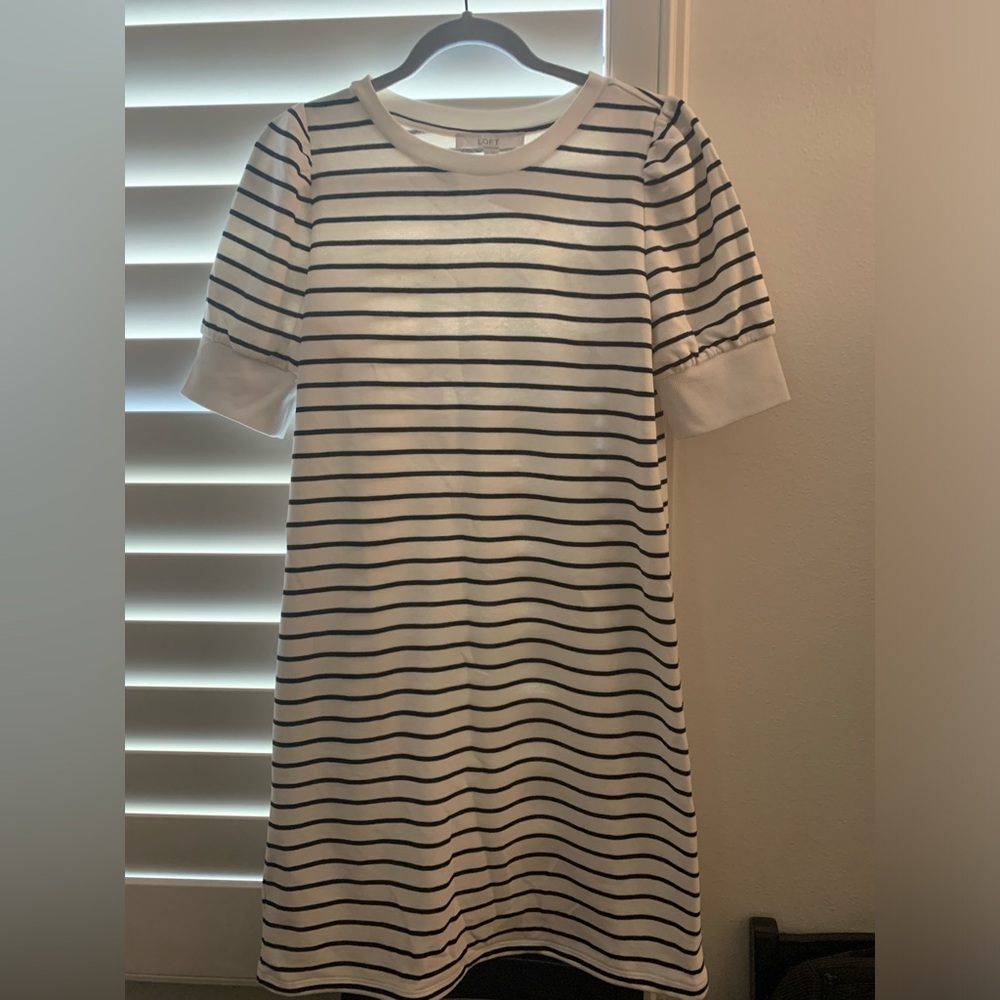 Loft Puff Sleeve Stripe dress
